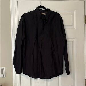 Cubavera Black Linen and Rayon Casual Shirt Sleek Design